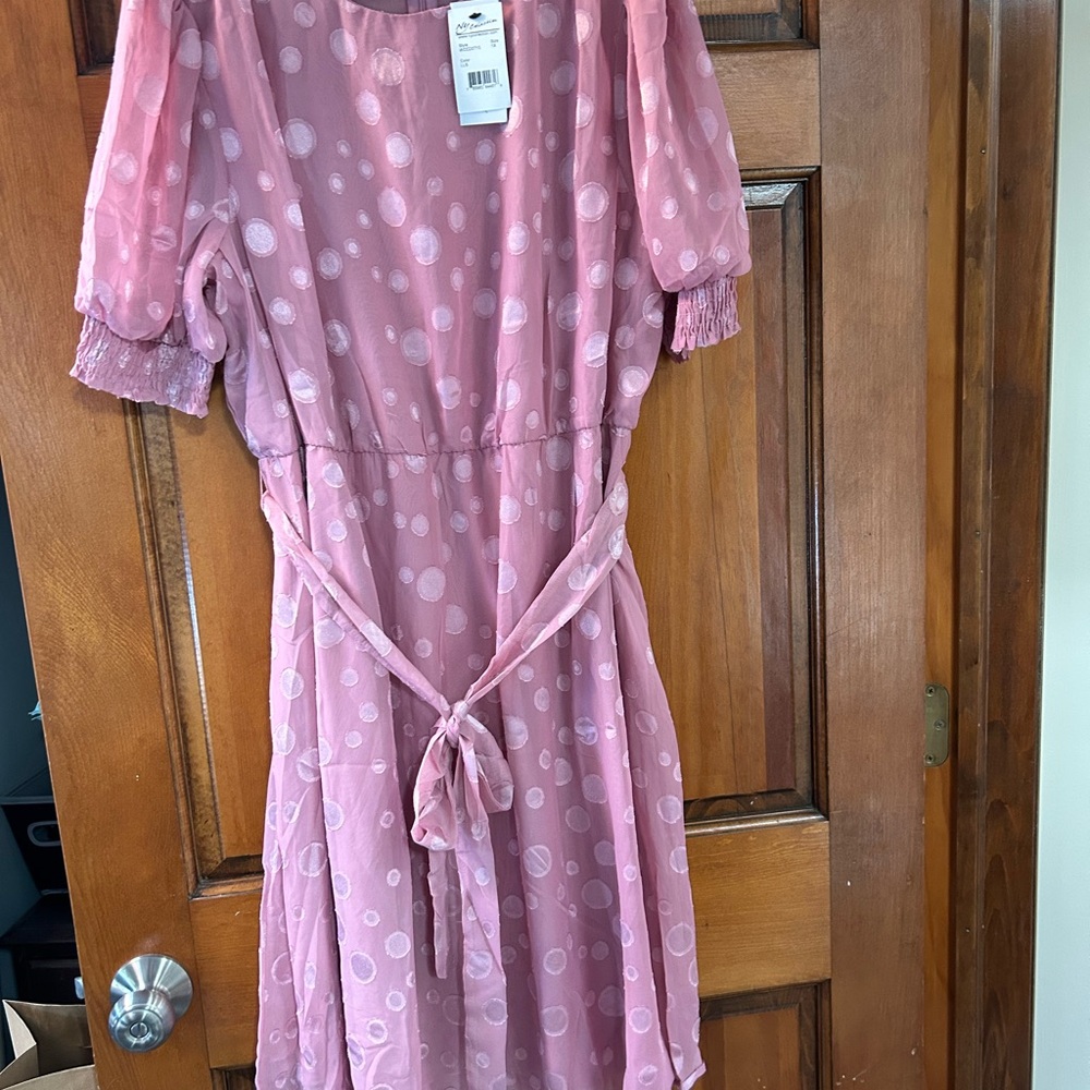 NY Collection Blush Polka Dot Dress